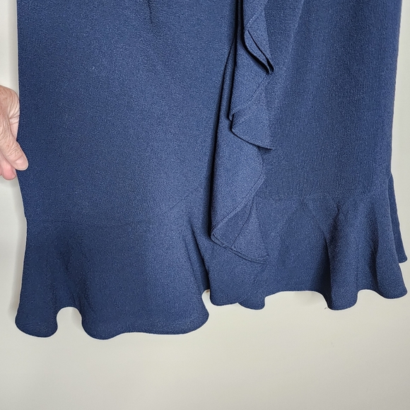 Maggie London Navy Crepe Ruffle Dress Size 18 - Picture 7 of 9